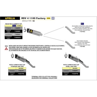 ARROW CODO 71746MI TITANIO RACING APRILIA