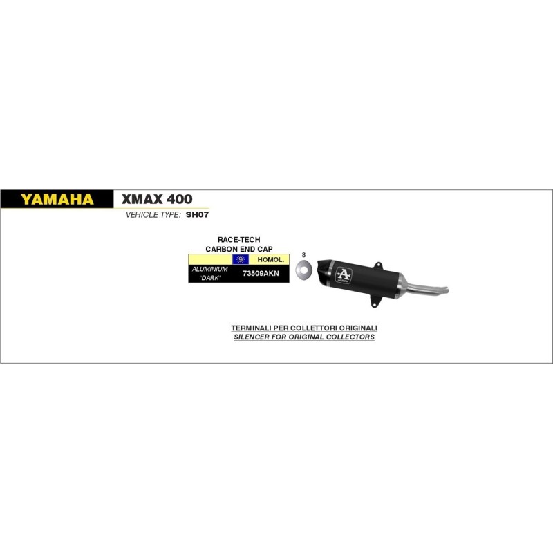 Silencioso Race-Tech de aluminio Dark" fondo en carbono" Yamaha XMAX 400 2013/ 2016