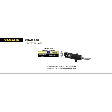 Silencioso Race-Tech de aluminio Dark" fondo en carbono" Yamaha XMAX 400 2013/ 2016