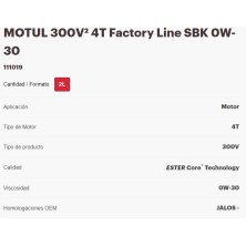 MOTUL 300V² 4T FACTORY LINE SBK 0W-30 2L