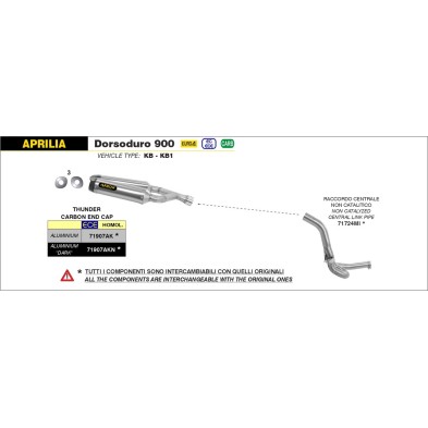 Silencioso Thunder de aluminio Dark (Dcho+Izdo) fondo en carbono 71907AKN