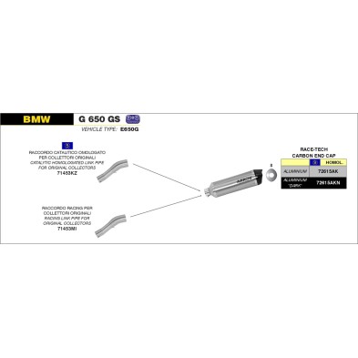 ARROW Codo 71453MI / BMW G 650 GS - G 650 GS Sertao 11/16