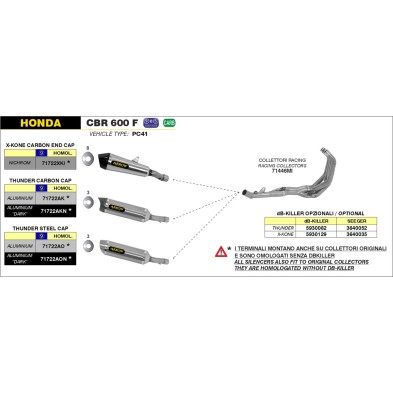 EXHAUST ARROW X-Kone CARBON PIPE / Honda CB 600 F Hornet '07/13