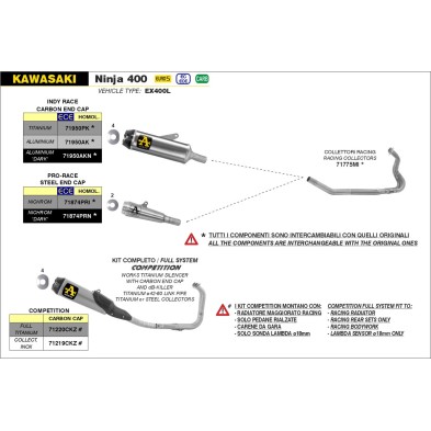 ARROW COMPLETE COMPETITION SYSTEM KAWASAKI NINJA 400