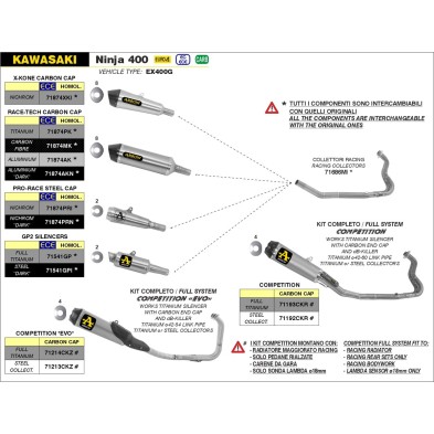 ARROW COMPLETE COMPETITION SYSTEM KAWASAKI NINJA 400