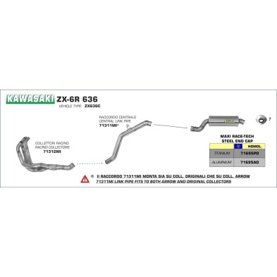 ARROW CODO 71311MI PARA ZX-6R 636 05/06