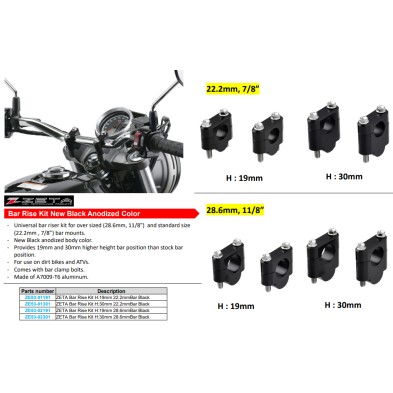 ZETA KIT DE TORRETAS DE 7/8 IN (22,2 MM) 19mm